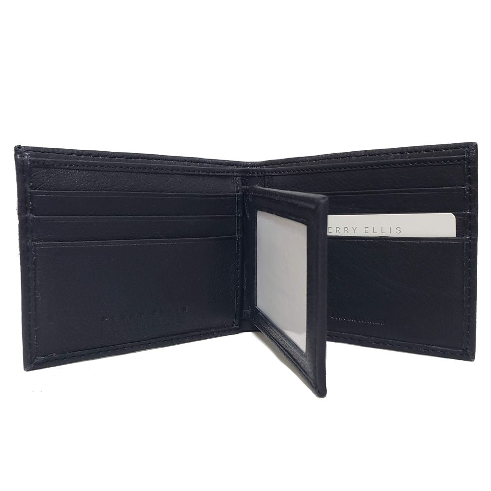 BILLETERA PERRY ELLIS CON SOLAPA HORIZONTAL EN PIEL NEGRO (L77-0081-1)