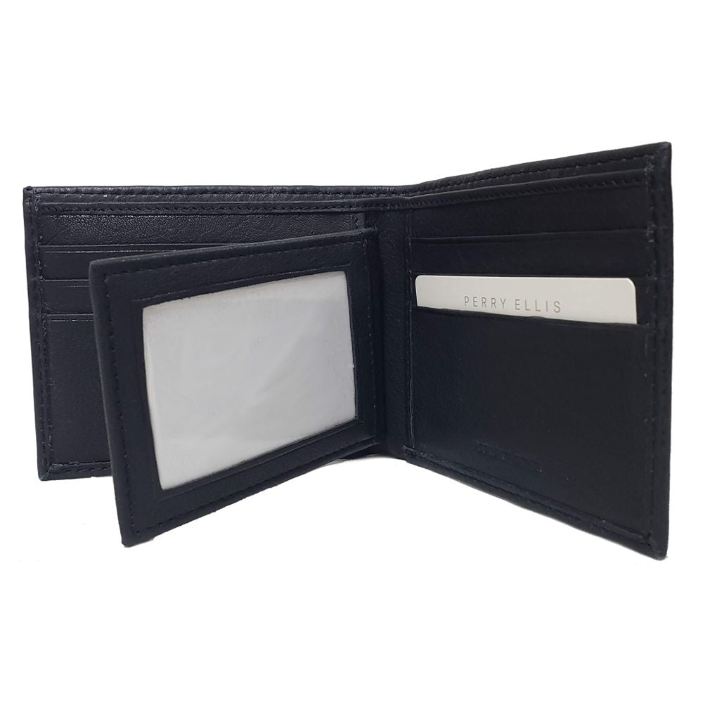 BILLETERA PERRY ELLIS CON SOLAPA HORIZONTAL EN PIEL NEGRO (L77-0081-1)