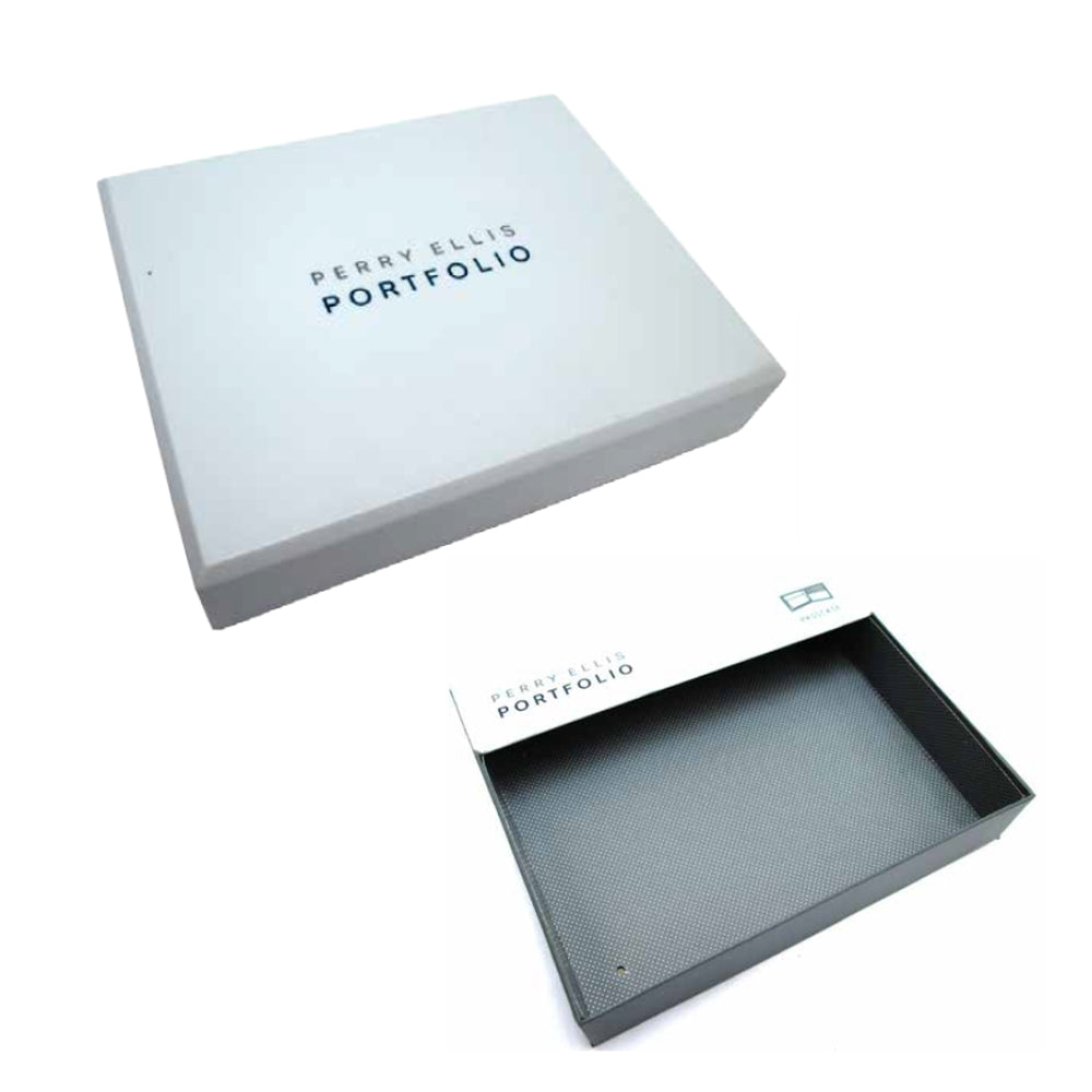 BILLETERA PERRY ELLIS CON SOLAPA HORIZONTAL EN PIEL CAFE (L77-0081-2) DESCONTINUADO