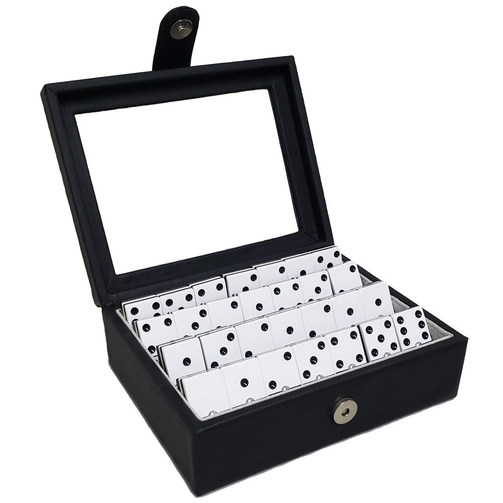 DOMINO JUMBO ESTUCHE PIEL Y VIDRIO NEGRO