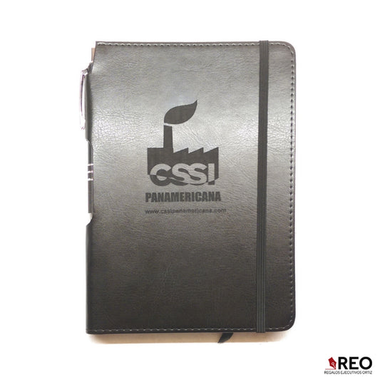 LIBRETA KENYA NEGRA CON PLUMA (HL 030 N)