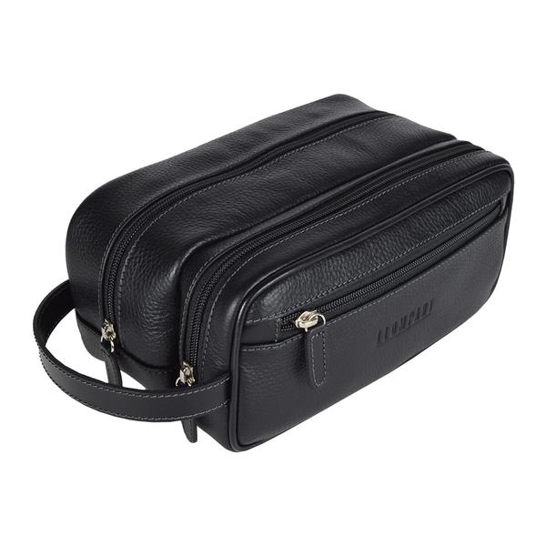 NECESER DE PIEL DOBLE ZIPPER NEGRO (LL 578A V NE)