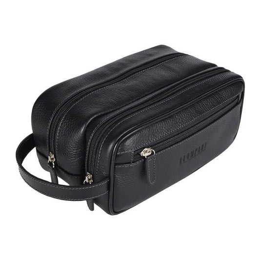 NECESER DE PIEL DOBLE ZIPPER NEGRO (LL 578A V NE)