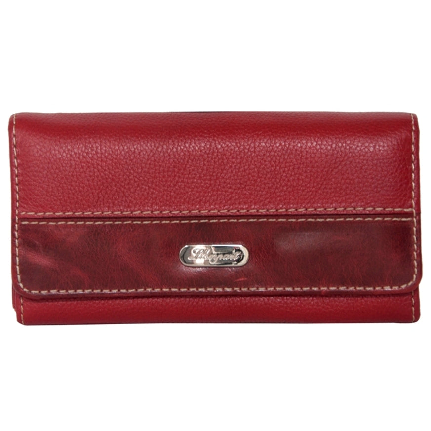 CARTERA DAMA CLASICA DE BROCHE EN PIEL ROJO (LL1089)