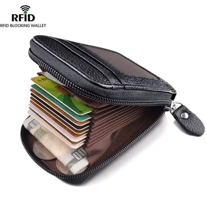 TARJETERO DE PIEL ACORDEON NEGRO C/RFID