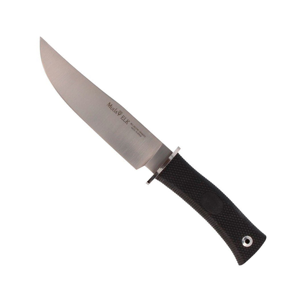 ELK 14G CUCHILLO DE CAZA MUELA HOJA 14 CM MANGO GOMA FUNDA PIEL (500590)