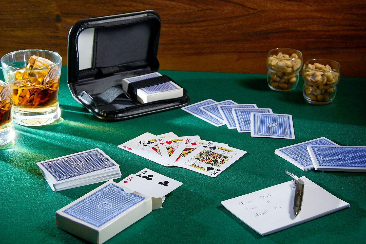 JUEGO DE CARTAS ROYAL CON LIBRETA Y PLUMA ESTUCHE CURPIEL (JM 009)