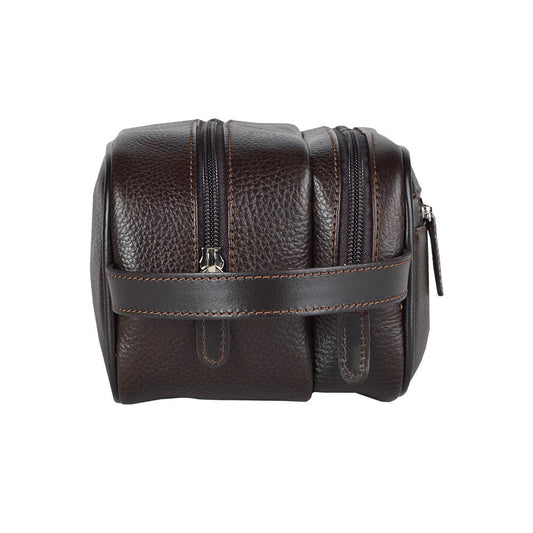 NECESER DE PIEL DOBLE ZIPPER CAFE OBSCURO (LL 578A V CO)