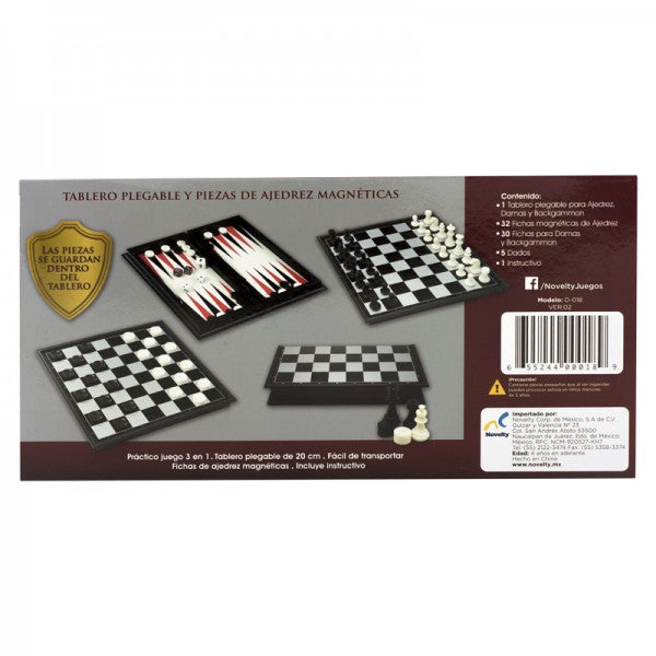 JUEGO 3 EN 1 AJEDREZ DAMAS CHINAS BACKGAMMON (D-018)