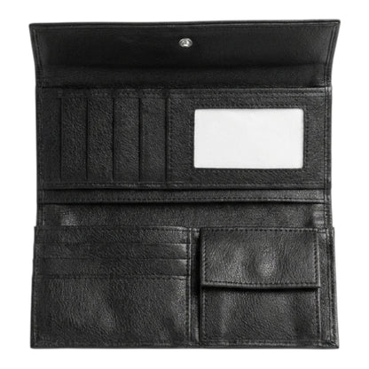 CARTERA ALARGADA CON BROCHE PIEL NEGRO (Q-351)