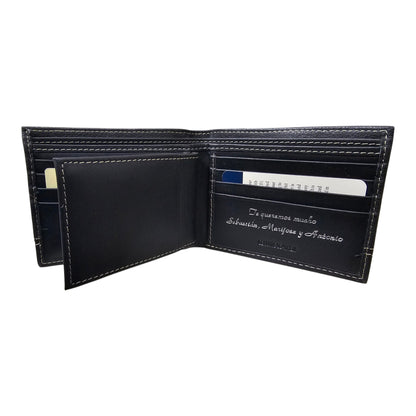 CARTERA PERRY ELLIS DOS COSTURAS ABAJO EN PIEL NEGRO (L77-0031-1)