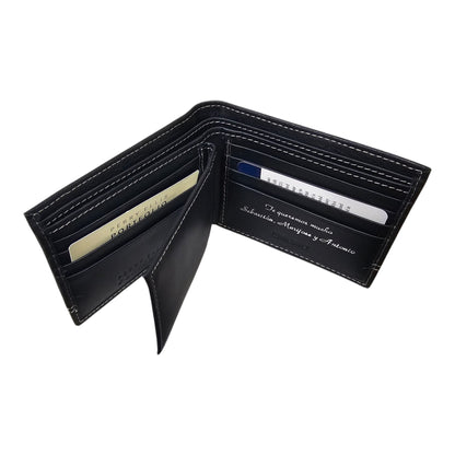 CARTERA PERRY ELLIS DOS COSTURAS ABAJO EN PIEL NEGRO (L77-0031-1)