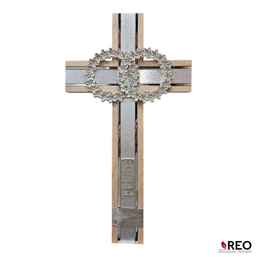 CRUZ DE MATRIMONIO NATURAL PLATA CON PIEDRA 40*22.5 CM (CMPP)