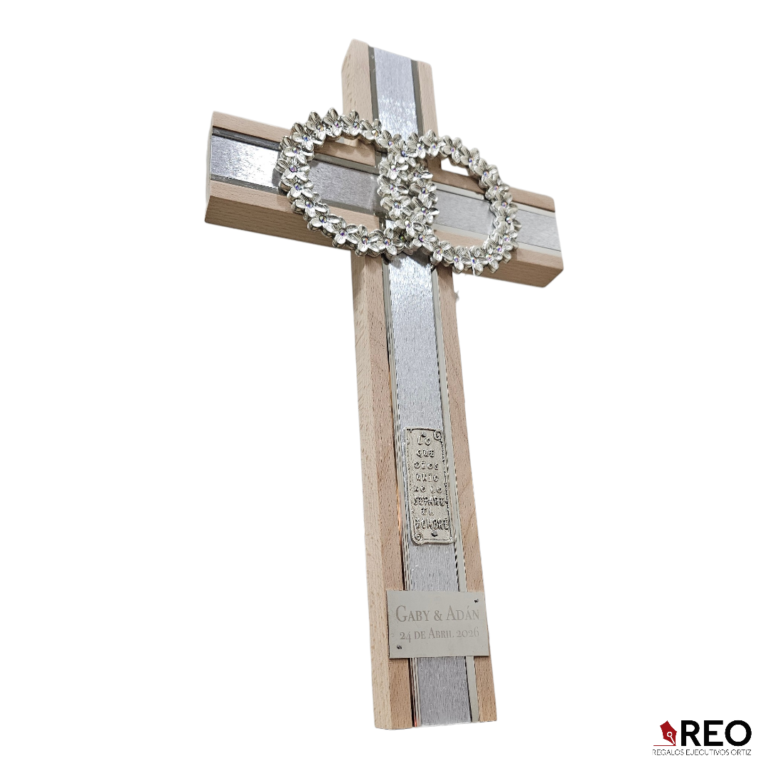CRUZ DE MATRIMONIO NATURAL PLATA CON PIEDRA 40*22.5 CM (CMPP)