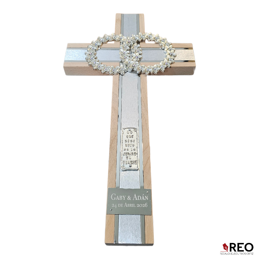 CRUZ DE MATRIMONIO NATURAL PLATA CON PIEDRA 40*22.5 CM (CMPP)