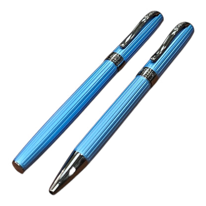 BOLIGRAFO Y ROLLER CELESTE METALIZADO (2033 RBRR)