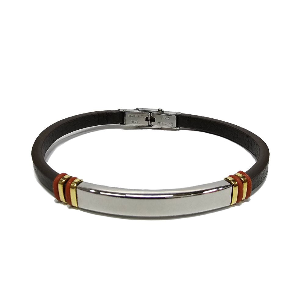 PULSERA DE PIEL CAFE CON PLACA (NK213-18)