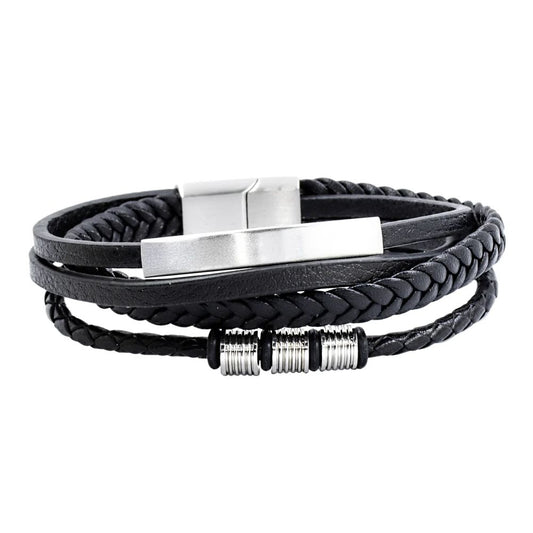 PULSERA DE PIEL DE 5 TIRAS CON PLACA (NK261-5)