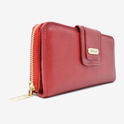 CARTERA BROCHE GRANDE AL FRENTE Y ZIPPER PIEL ROJO (LL1091)