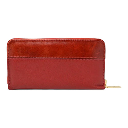 CARTERA CLASICA 1 ZIPPER EN PIEL ROJO (LL2016)