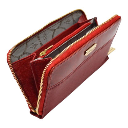CARTERA CLASICA 1 ZIPPER EN PIEL ROJO (LL2016)