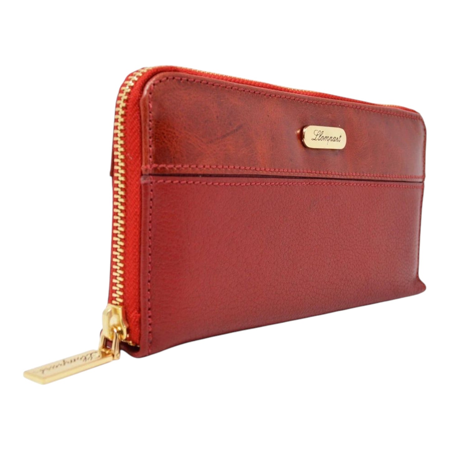 CARTERA CLASICA 1 ZIPPER EN PIEL ROJO (LL2016)