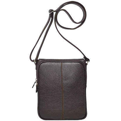 MARICONERA CRUZADA CLASICA CON SOLAPA EN PIEL CAFE (LL3174)