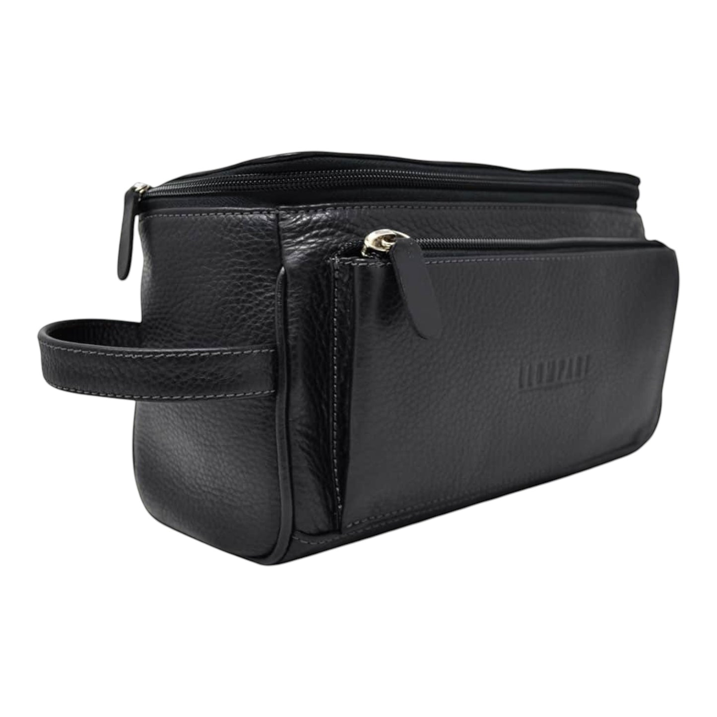 NECESER DE PIEL BOLSA AL FRENTE EN PIEL NEGRO (LL6006)