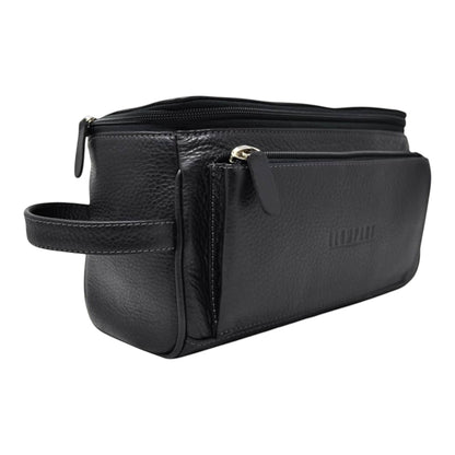 NECESER DE PIEL BOLSA AL FRENTE EN PIEL NEGRO (LL6006)