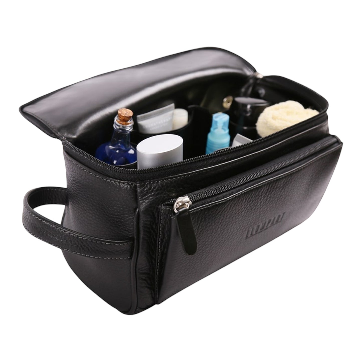 NECESER DE PIEL BOLSA AL FRENTE EN PIEL NEGRO (LL6006)