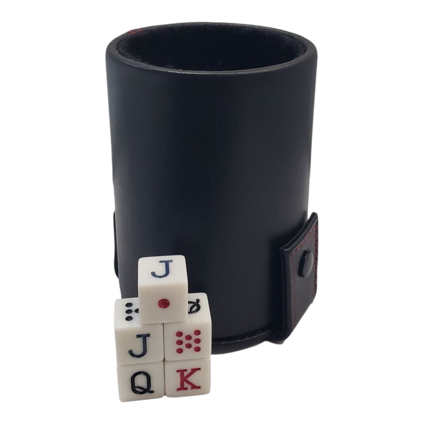 CUBILETE PIEL NEGRO CON PORTA DADOS (605)
