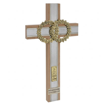 CRUZ DE MATRIMONIO NATURAL DORADA CON PIEDRA 40*22.5 CM (CMDP)