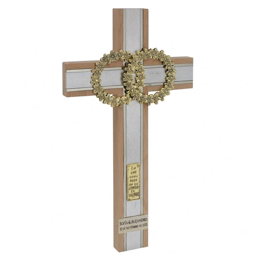 CRUZ DE MATRIMONIO NATURAL DORADA CON PIEDRA 40*22.5 CM (CMDP)