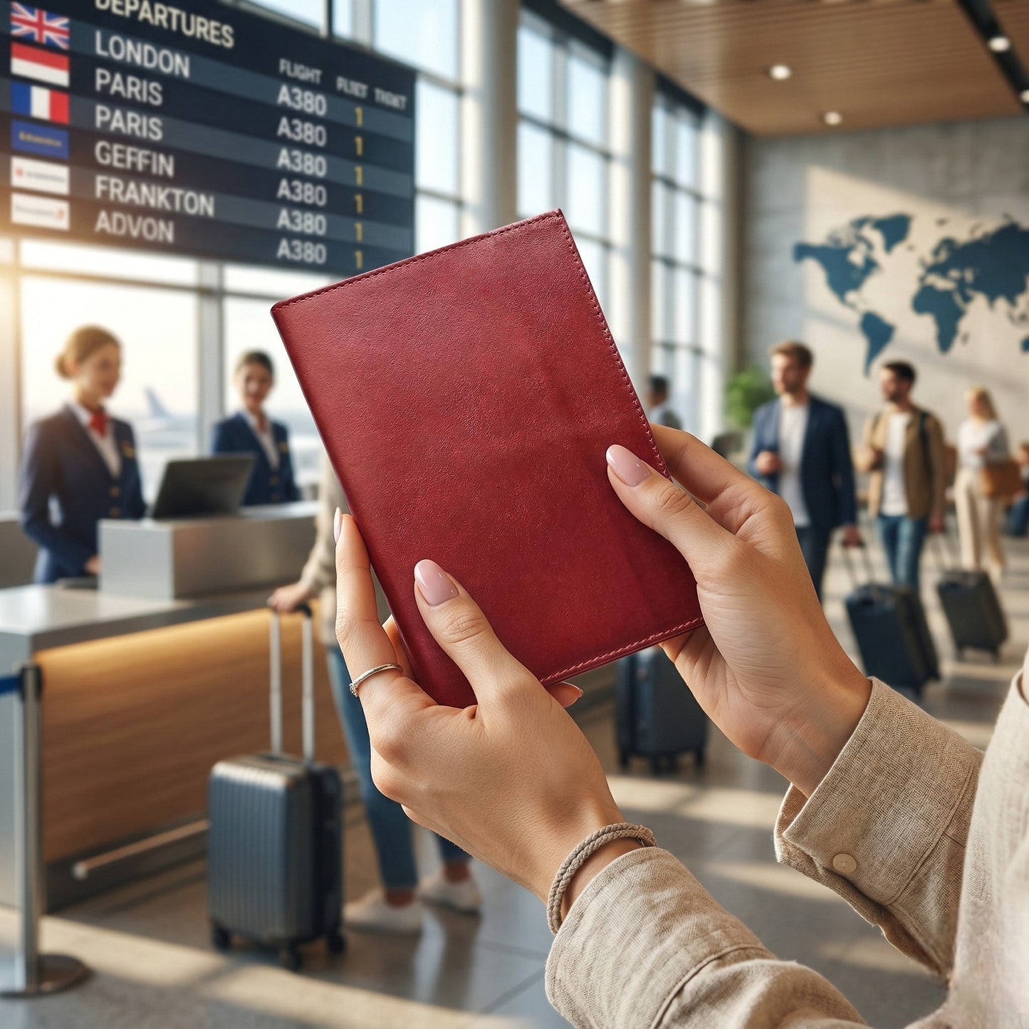 PORTA PASAPORTE PIEL ROJO