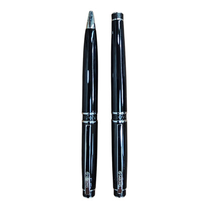 JUEGO BOLIGRAFO Y ROLLER NEGRO LACA PLATA (2027NBNR-048N)