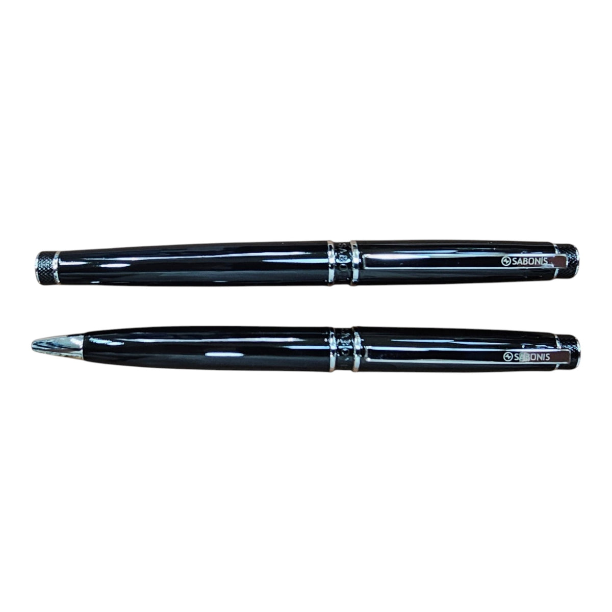 JUEGO BOLIGRAFO Y ROLLER NEGRO LACA PLATA (2027NBNR-048N)