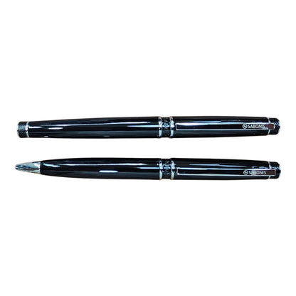 JUEGO BOLIGRAFO Y ROLLER NEGRO LACA PLATA (2027NBNR-048N)