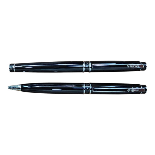 JUEGO BOLIGRAFO Y ROLLER NEGRO LACA PLATA (2027NBNR-048N)