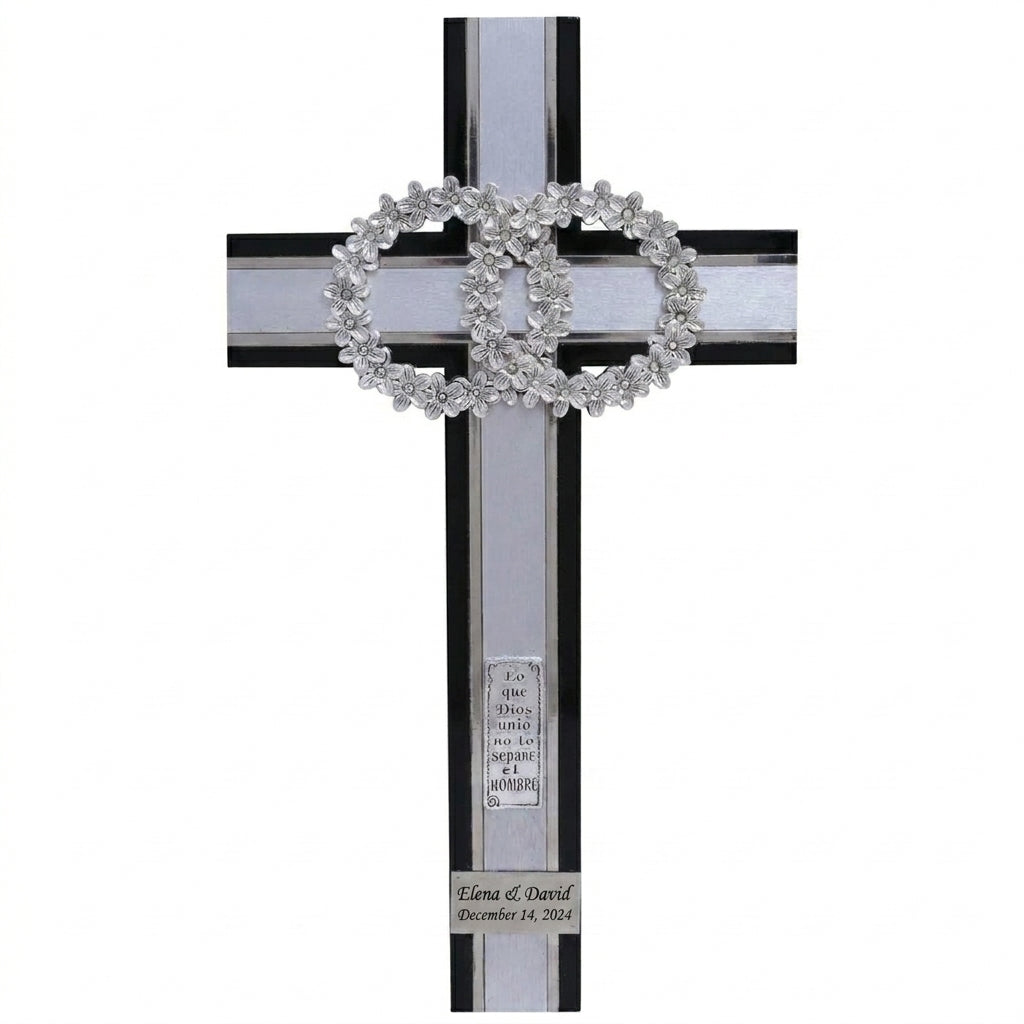 CRUZ DE MATRIMONIO CHOCOLATE PLATA 40*22.5 CM (CMP-CH)