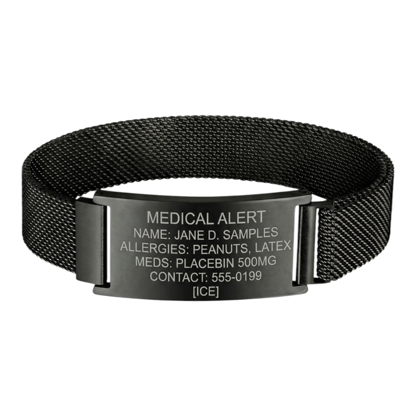 BRAZALETE C/PLACA NEGRO BROCHE IMAN (BR-1603B)