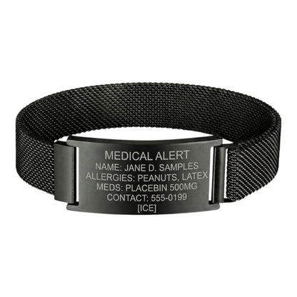 BRAZALETE C/PLACA NEGRO BROCHE IMAN (BR-1603B)