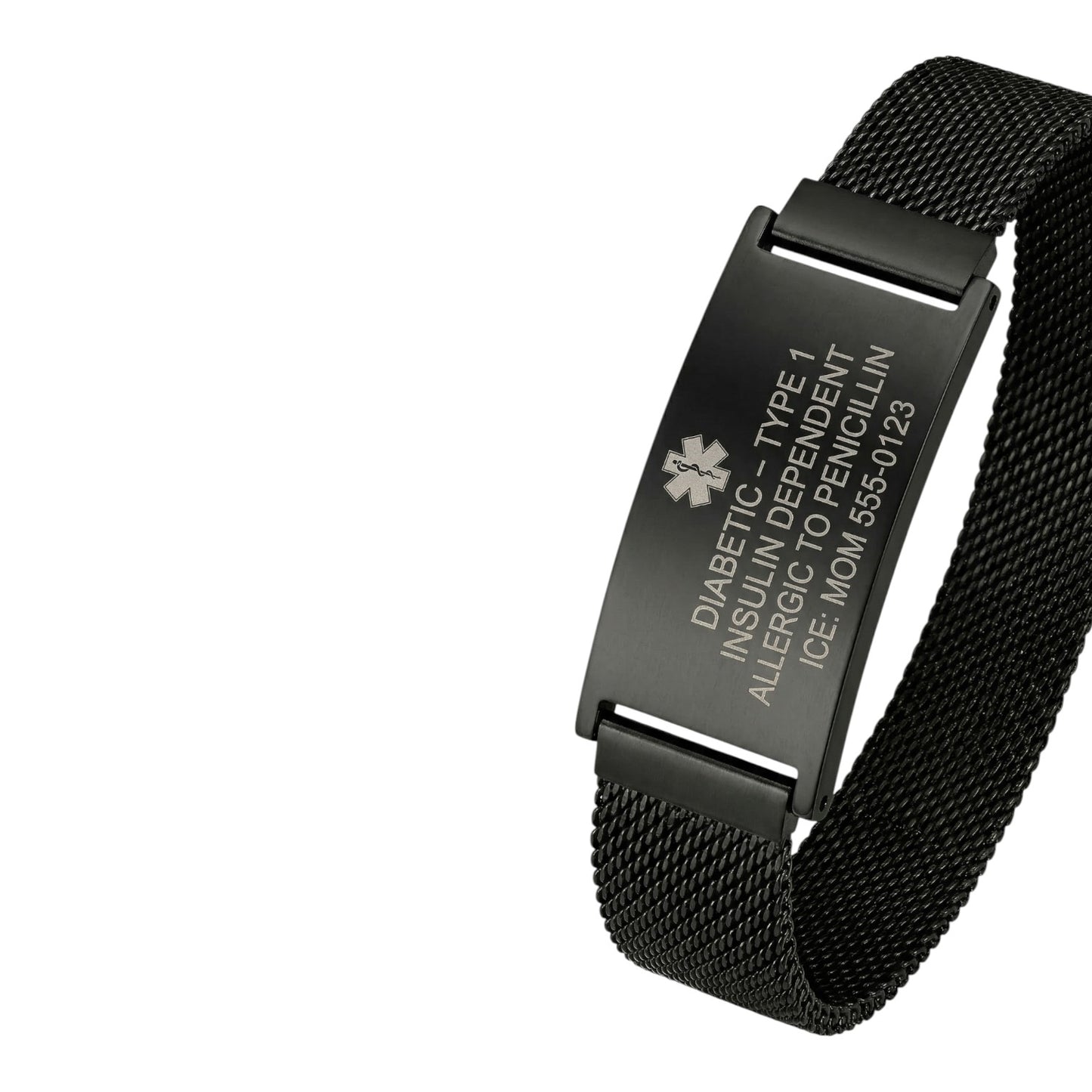 BRAZALETE C/PLACA NEGRO BROCHE IMAN (BR-1603B)