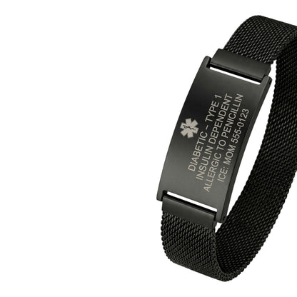 BRAZALETE C/PLACA NEGRO BROCHE IMAN (BR-1603B)