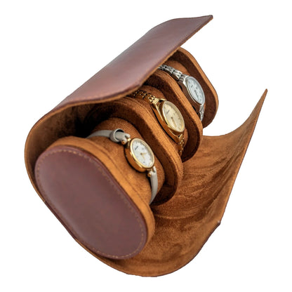 ESTUCHE IMITACION PIEL 3 RELOJES CAFE (6463.BR)