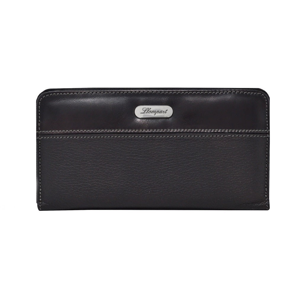 CARTERA CLASICA 1 ZIPPER EN PIEL NEGRO (LL2016)