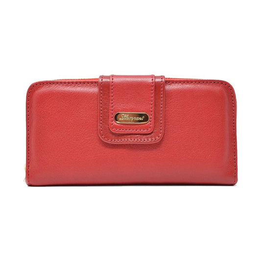 CARTERA BROCHE GRANDE AL FRENTE Y ZIPPER PIEL ROJO (LL1091)