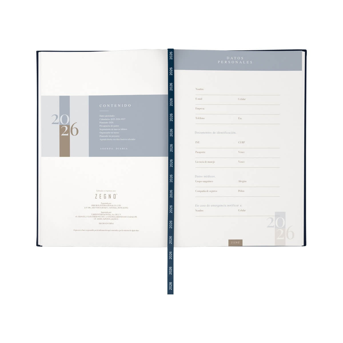 AGENDA DIARIA 2026 AZUL (AGD 026 A)