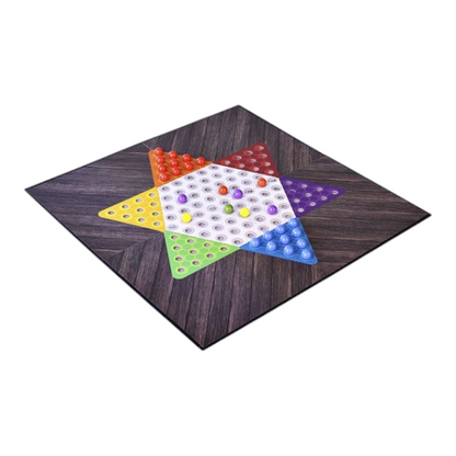 Juego de damas chinas Regalos Ejecutivos Ortiz con tablero de madera oscura y canicas de colores brillantes