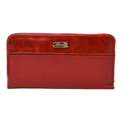 CARTERA CLASICA 1 ZIPPER EN PIEL ROJO (LL2016)