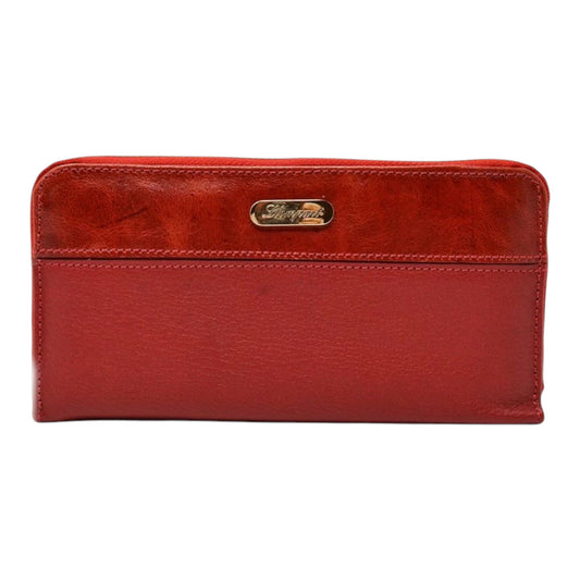 CARTERA CLASICA 1 ZIPPER EN PIEL ROJO (LL2016)